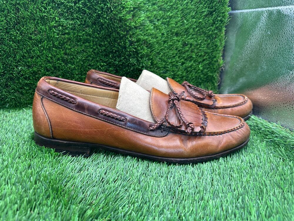 Allen Edmonds Woodstock 47213 Boat Shoes Men's 14B Brown Leather Tassel Kiltie